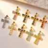 Picture of 1 Piece Brass Religious Pendants Wholesale, Cross Multicolor Enamel 3.7cm x 2cm