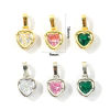 Imagen de 2 Unidades Latón (sin cadmio)+ Circón Artificial día de San Valentín Colgantes Charms Al Por Mayor, Corazón Multicolor 16mm x 9mm