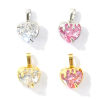 Bild von 2 Stück Messing + Kubisch Zirkonia Valentinstag Charm-Anhänger Großhandel, Bunt Herz Klar Zirkonia 18mm x 11.5mm