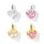 2 Pcs Pendentif Breloque En Gros en Multicolore en Laiton & Zirconia Cubique Cœur La Saint Valentin à Zircone Cubique Clair 18mm x 11.5mm