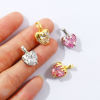 Bild von 2 Stück Messing + Kubisch Zirkonia Valentinstag Charm-Anhänger Großhandel, Bunt Herz Klar Zirkonia 18mm x 11.5mm