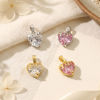 Bild von 2 Stück Messing + Kubisch Zirkonia Valentinstag Charm-Anhänger Großhandel, Bunt Herz Klar Zirkonia 18mm x 11.5mm