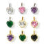 Imagen de 1 Unidad Latón (sin cadmio)+ Circón Artificial día de San Valentín Colgantes Charms Al Por Mayor, Corazón Multicolor 19mm x 12mm