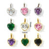 1 個 真鍮+ジルコン バレンタイン・デー チャーム ペンダント 卸売り, ハート 多色 19mm x 12mm、 の画像