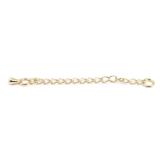 Image de 100 Pcs Chaînes d'Extension en Laiton Goutte d'Eau Plaqué Or Véritable 6cm long,(environ 100 Pièces)