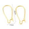Picture of 10 PCs Brass Hoop Earrings 18K Real Gold Plated U Shaped With Loop 25mm x 11mm, Post/ Wire Size: 0.7mm(21 gauge)
