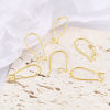 Picture of 10 PCs Brass Hoop Earrings 18K Real Gold Plated U Shaped With Loop 25mm x 11mm, Post/ Wire Size: 0.7mm(21 gauge)