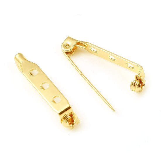 Image de Broche Epingle en Laiton Plaqué Or Véritable 18K Placage 27mm x 5mm, 10 Pcs