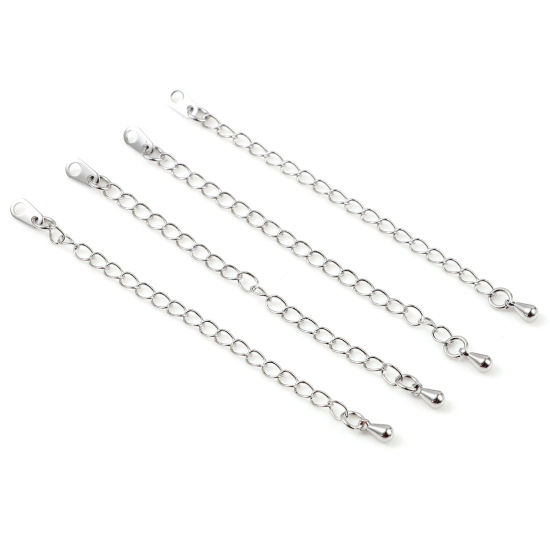 Image de Chaînes d'Extension en Laiton Plaqué Platine Véritable 18K Placage 7.5cm, 5 Pièces