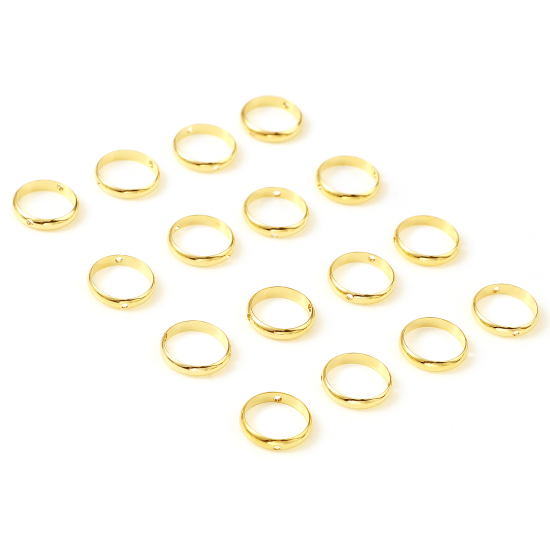 Image de Cadres de Perles en Laiton Rempli d'Or Rond (Convient pour Perles: 10mm Dia.) 12mm Dia., 5 Pcs