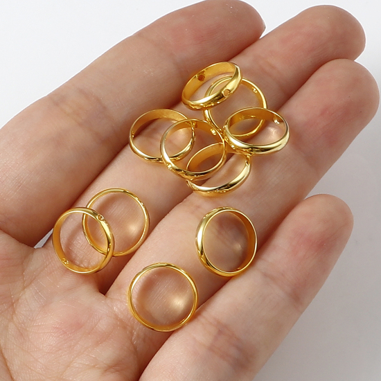 Image de Cadres de Perles en Laiton Rempli d'Or Rond (Convient pour Perles: 10mm Dia.) 12mm Dia., 5 Pcs