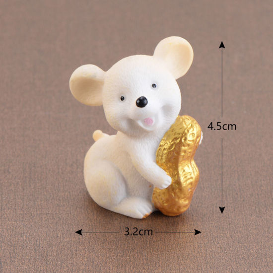 Image de Mini Ornements de Décoration Paysage en Résine Jaune Clair Rat Cacahuète 45mm x 32mm, 1 Pièce