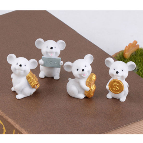 Image de Mini Ornements de Décoration Paysage en Résine Jaune Clair Rat Cacahuète 45mm x 32mm, 1 Pièce