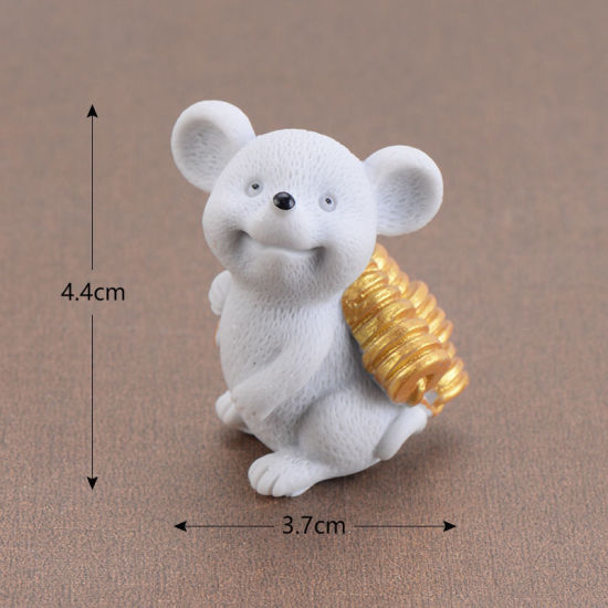 Image de 1 Pièce Mini Ornements de Décoration Paysage en Résine 3D Gris Sapèque Rat 44mm x 37mm