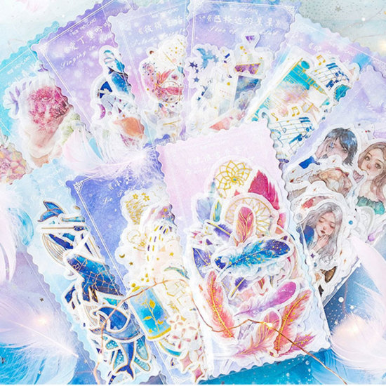 DIY デコ・スクラップブックシール 多色 蝶 花 9cm - 5cm、 1 セット ( 60 個/セット) の画像