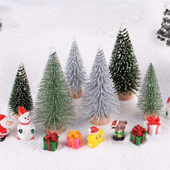Image de Vert foncé - Arbre de Noël Décoration de Noël  Flocons de neige artificiels Style3 Décoration Noël Vert Argent Mini Arbre