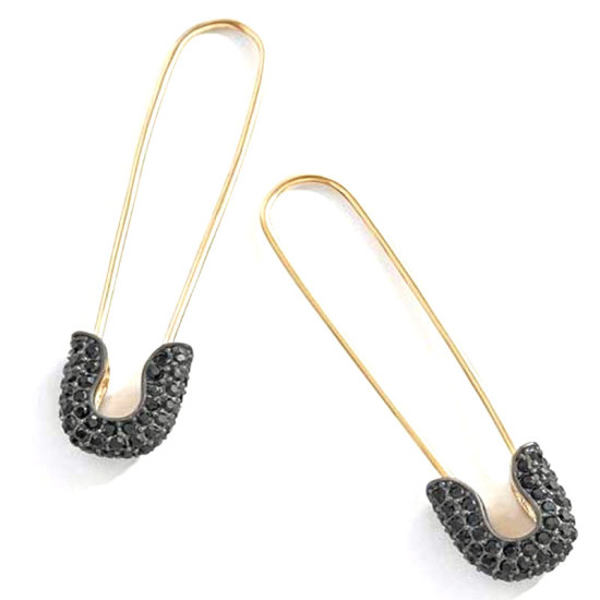 Image de Boucles d'Oreilles Doré Broche à Strass Noir 1 Paire