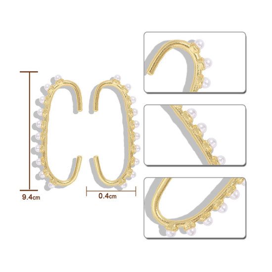 Image de Boucles d'Oreilles Doré Blanc Forme de C Imitation Perles 9.4cm x 0.4cm, 1 Paire