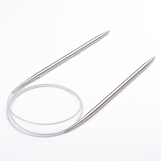 4mm ステンレス鋼 輪 編み針 80cm 長さ、 1 対 の画像