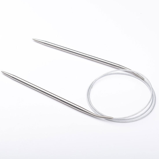 4mm ステンレス鋼 輪 編み針 80cm 長さ、 1 対 の画像