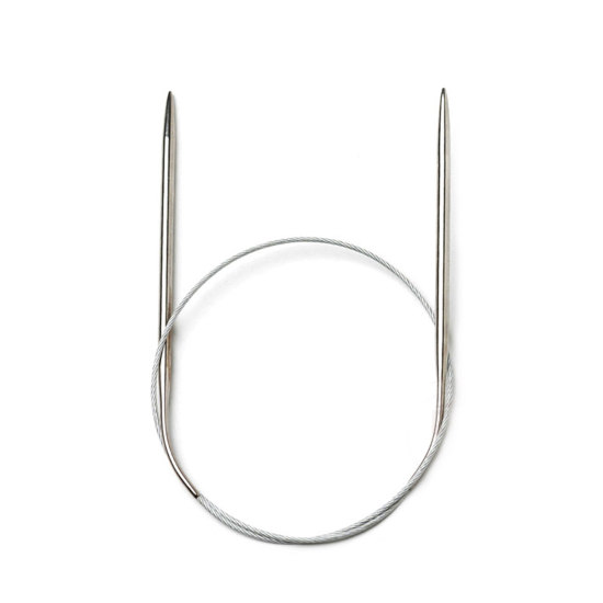 3mm ステンレス鋼 輪 編み針 80cm 長さ、 1 対 の画像