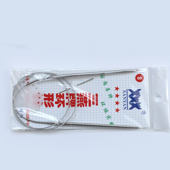 3mm ステンレス鋼 輪 編み針 80cm 長さ、 1 対 の画像