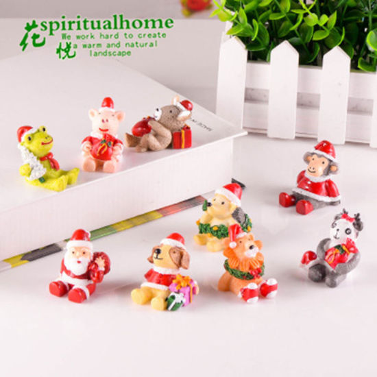 Picture of Resin Ornaments Decorations Multicolor Hedgehog Christmas Hats 36mm x 35mm, 1 Piece