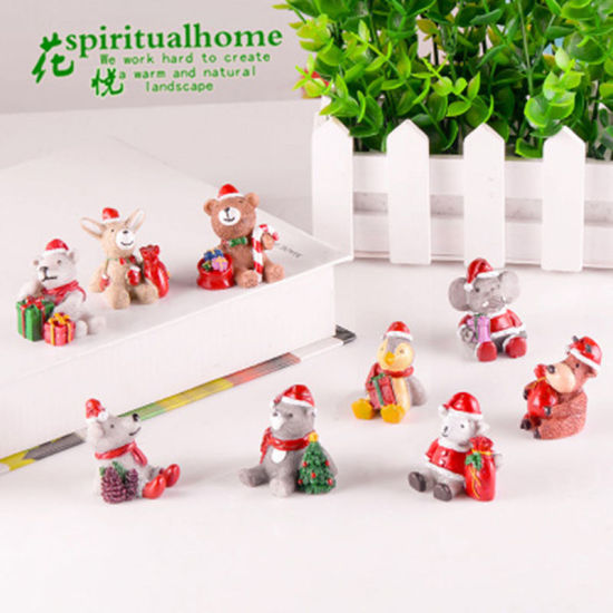 Picture of Resin Ornaments Decorations Multicolor Hedgehog Christmas Hats 36mm x 35mm, 1 Piece