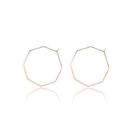 Bild von 1 Paar Stilvoll Einfach Vergoldet Messing Achteck Hoop Ohrringe Für Frauen Party 48mm x 48mm