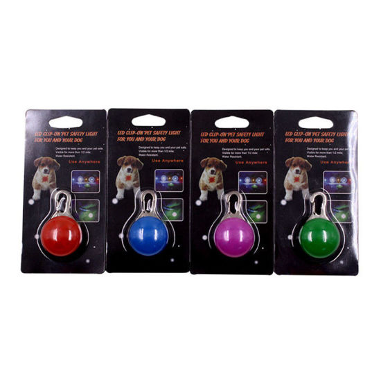 Image de Produits pour Animaux Familiers en PVC Pendentif Rond Rouge LED Lumineux 5.5cm x 3.5cm, 1 Pièce
