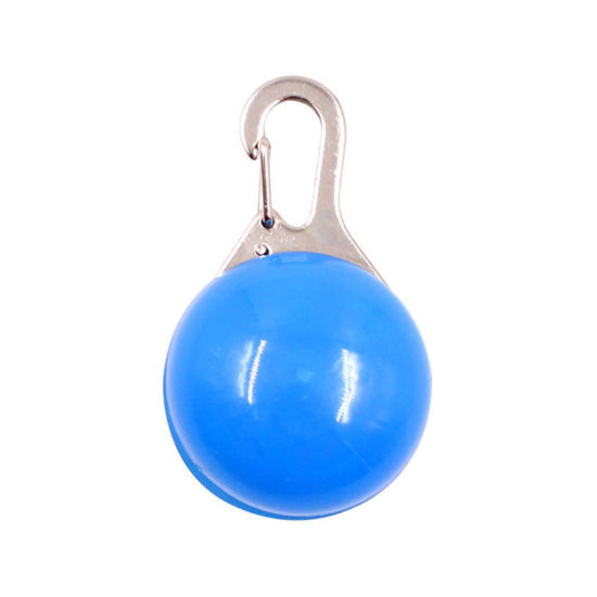 Image de Produits pour Animaux Familiers en PVC Pendentif Rond Bleu LED Lumineux 5.5cm x 3.5cm, 1 Pièce