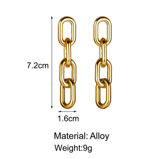 リンク イヤリング 金メッキ 幾何学 72mm x 16mm、 1 ペア の画像