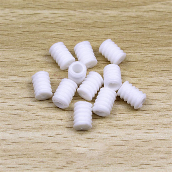 Image de Attache de Boucle pour Accessoire de Corde de Masque Réglable en Caoutchouc Blanc Colonne 9mm x 6mm, 100 Pcs