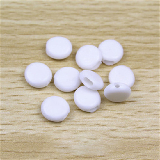 Image de Attache de Boucle pour Accessoire de Corde de Masque Réglable en Caoutchouc Blanc Plat-Rond 10mm, 100 Pcs
