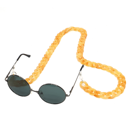 Image de Chaînes Lanière de Cou Collier Sangle pour Masque et Lunettes Chaîne Maille Cheval Accessoires en Acrylique Orange Antidérapant 70cm long, 1 Pièce