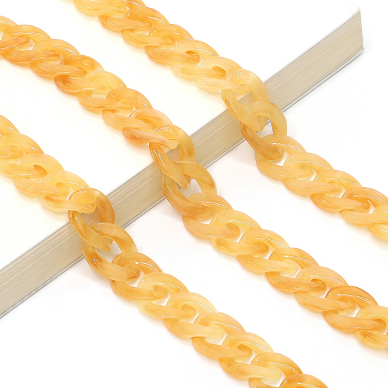 Image de Chaînes Lanière de Cou Collier Sangle pour Masque et Lunettes Chaîne Maille Cheval Accessoires en Acrylique Orange Antidérapant 70cm long, 1 Pièce
