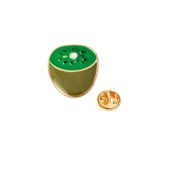 Image de Broche Epingle Kiwi Vert Émail 17mm x 15mm, 1 Pièce