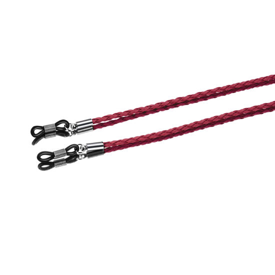 Image de Chaîne à Lunettes en PU Rouge 70cm long, 1 Pièce