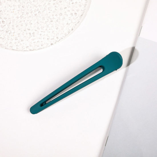 Image de Pinces à Cheveux en Résine Simple Bleu Paon 11.8cm x 2cm, 1 Pièce