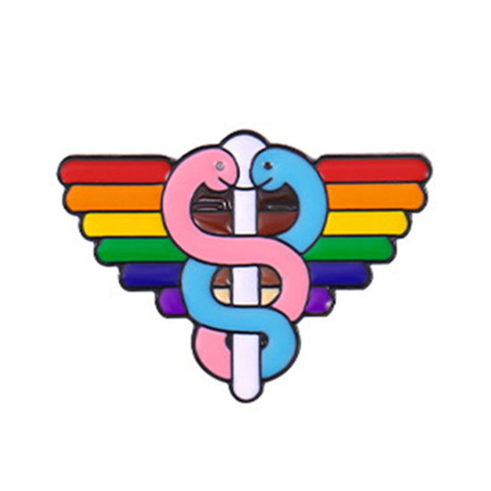 Image de Broche Epingle Arc-en-ciel Géométrique Serpents Multicolore Émail 3.4cm x 2.5cm, 1 Pièce