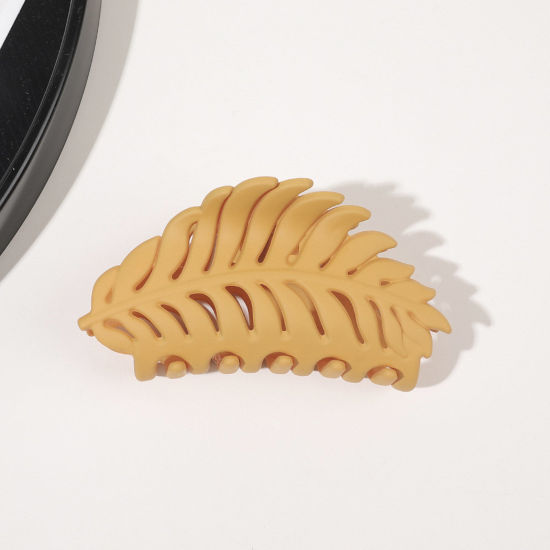 ABS おしゃれ ヘアクロークリップクランプ ジンジャー色 葉 つや消し 9.5cmx 4cm、 1 個 の画像