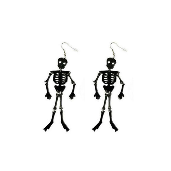 アクリル ハロウィン イヤリング ピアス 黒 骨組み 5cm、 1 ペア の画像