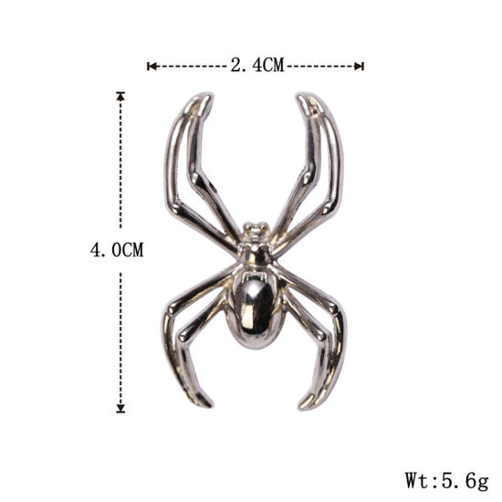 1 個 レトロ ブローチ ハロウィン・蜘蛛 銀メッキ 4cm x 2.4cm の画像