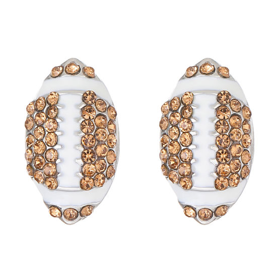 1 ペア スポーツ イヤリング ラグビー シャンパンジルコン 19mm x 11mm、 の画像