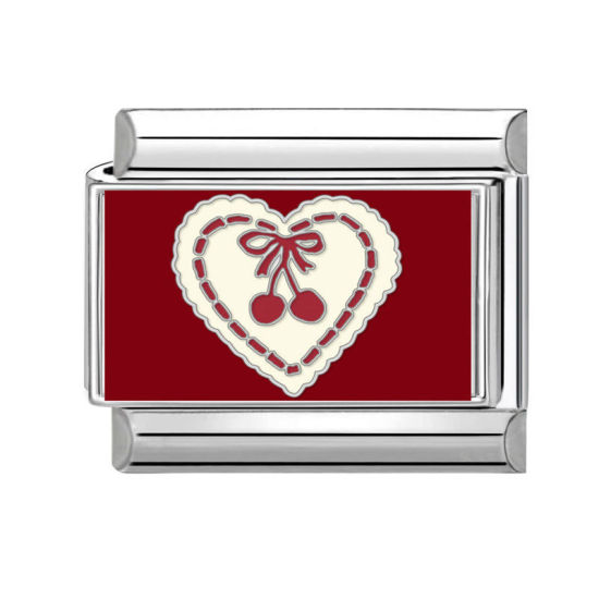 Image de 1 Pièce Bracelet à Maillons Breloques Italiens Accessories de Fabrication de Bracelets Bijoux DIY La Saint Valentin en 304 Acier Inoxydable Argent Mat Rouge Rectangle Cœur 10mm x 9mm