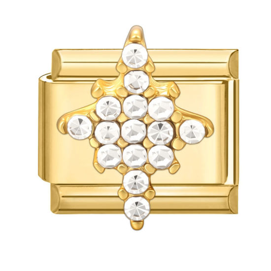 Image de 1 Pièce Maillons de Charme Italiens pour la Fabrication de Bijoux de Montres-Bracelets Modulables à Faire Soi-Même En Gros Exquis en 304 Acier Inoxydable Doré Rectangle Etoile 10mm x 9mm