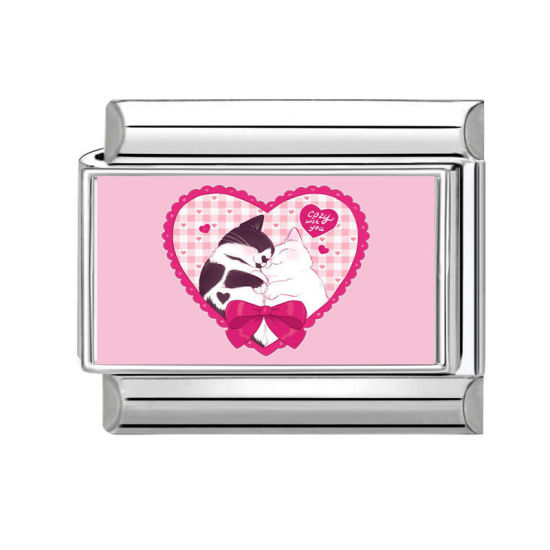 Image de 1 Pièce Bracelet à Maillons Breloques Italiens Accessories de Fabrication de Bracelets Bijoux DIY La Saint Valentin en 304 Acier Inoxydable Argent Mat Rectangle Cœur 10mm x 9mm