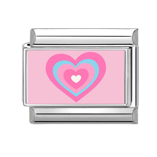 Image de 1 Pièce Bracelet à Maillons Breloques Italiens Accessories de Fabrication de Bracelets Bijoux DIY La Saint Valentin en 304 Acier Inoxydable Argent Mat Multicolore Rectangle Cœur 10mm x 9mm