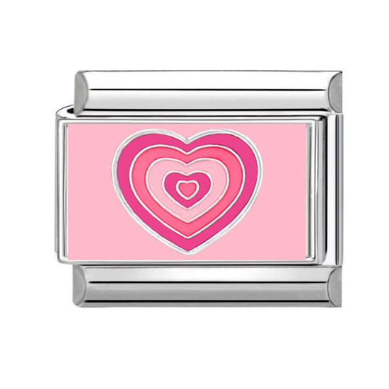 Image de 1 Pièce Bracelet à Maillons Breloques Italiens Accessories de Fabrication de Bracelets Bijoux DIY La Saint Valentin en 304 Acier Inoxydable Argent Mat Rose Rectangle Cœur 10mm x 9mm