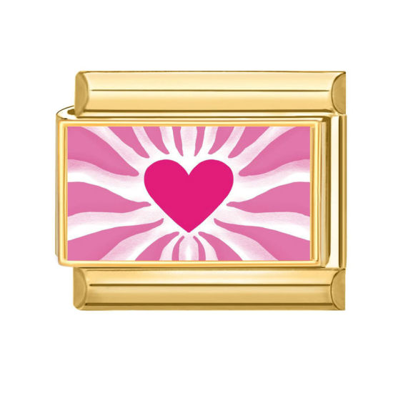 Image de 1 Pièce Bracelet à Maillons Breloques Italiens Accessories de Fabrication de Bracelets Bijoux DIY En Gros La Saint Valentin en 304 Acier Inoxydable Doré Rose Rectangle Cœur 10mm x 9mm